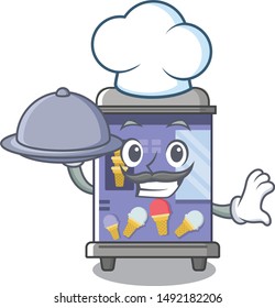 Chef with food ice cream vending machine mascot shape