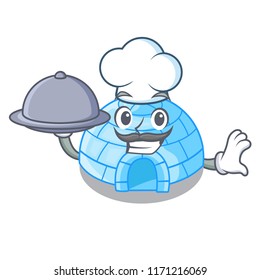 Chef with food igloo ice house isolated on mascot