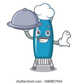 Chef with food iron board mascot cartoon
