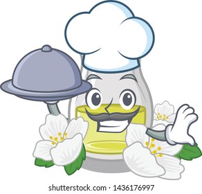 Chef with food jasmine oil in the cartoon shape