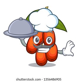 Chef with food jujube fruit in the shape mascot