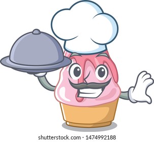 Chef with food kakigori with in the cartoon shape