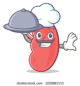 Chef with food kidney mascot cartoon style