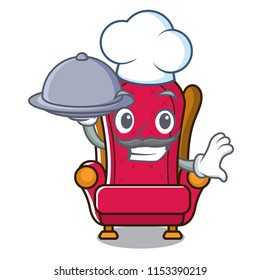 Chef with food king throne mascot cartoon