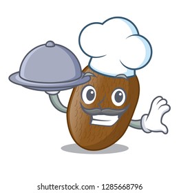 Chef with food Kiwi fruit juice in cartoon glass