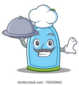 Chef with food liquid soap character cartoon