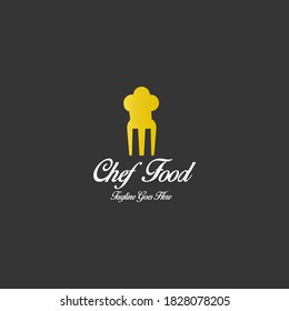 Chef food logo. Fork icon. Vector illustration