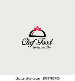 Chef food logo. Serve food icon. Vector illustration