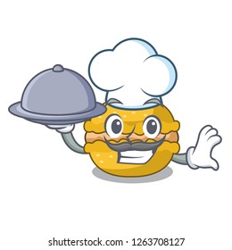 Chef with food macarons banana on in character funny