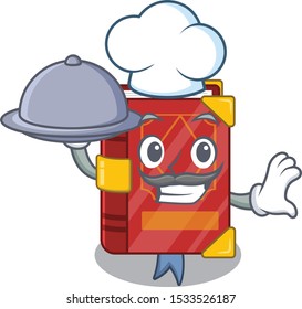 Chef with food magic spell book isolated in character