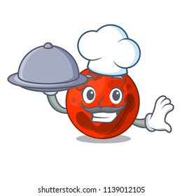 Chef with food mars planet mascot cartoon