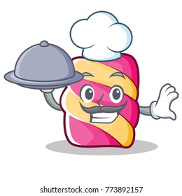 Chef with food marshmallow character cartoon style