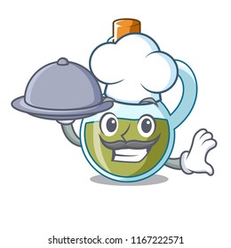Chef with food mascot cartoon fresh organic olive oil