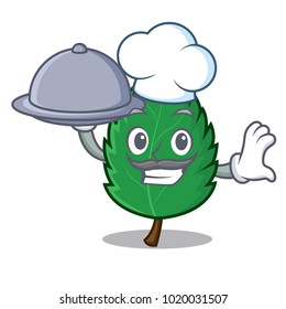 Chef with food mint leaves mascot cartoon