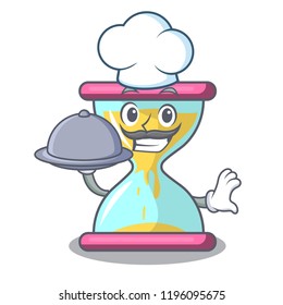 Chef with food modern hourglass cartoon