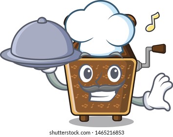 Chef with food music box in the mascot shape