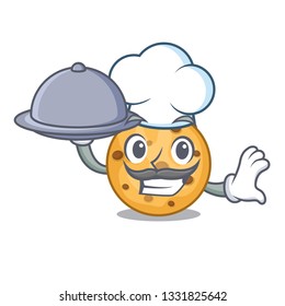 Chef with food oat cookies in a cartoon jar