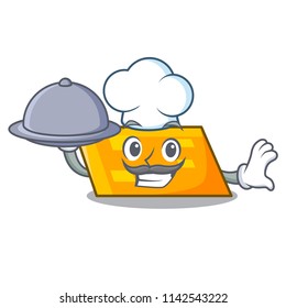 Chef with food parallelogram mascot cartoon style