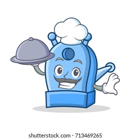 Chef with food pencil sharpener character cartoon