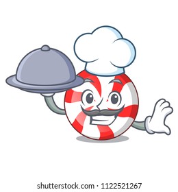 Chef with food peppermint candy mascot cartoon