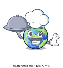 Chef with food picture of the cartoon langait earth