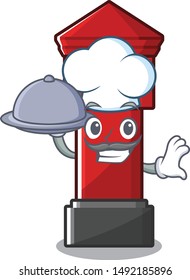 Chef with food pillar box isolated in the mascot