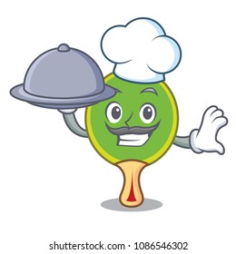 Chef with food ping pong racket mascot cartoon