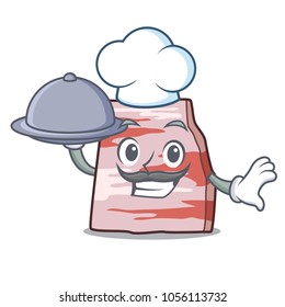 Chef with food pork lard mascot cartoon
