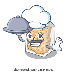 Chef with food pork rinds in the mascot shape