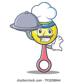 Chef with food rattle toy mascot cartoon