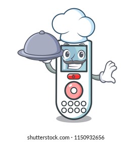 Chef with food remote control mascot cartoon