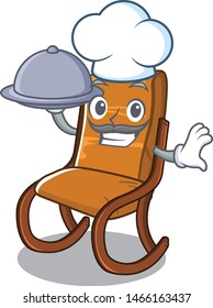 Chef with food rocking chair in the cartoon shape