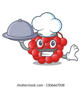 Chef with food rowan slices fruit cartoon berries shape