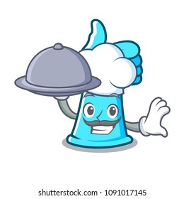 Chef with food rubber gloves mascot cartoon