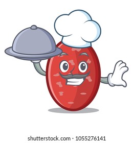Chef with food salami mascot cartoon style
