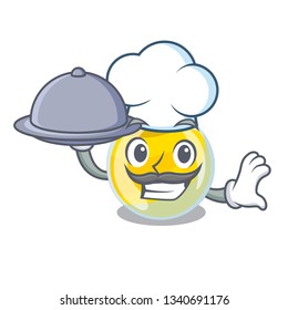 Chef with food sesame oil in a mascot bowl