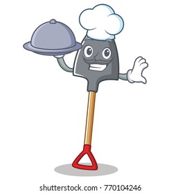 Chef with food shovel character cartoon style