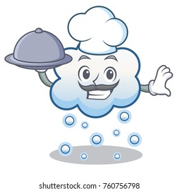 Chef with food snow cloud character cartoon vector illustration