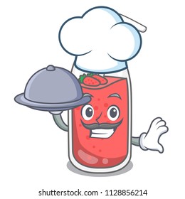 Chef with food strawberry smoothie mascot cartoon