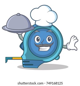 Chef with food tape measure character cartoon