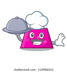 Chef with food trapezoid mascot cartoon style