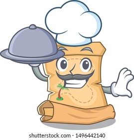 Chef with food treasure map cartoon in shape character