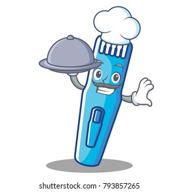 Chef with food trimmer mascot cartoon style