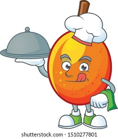 Chef with food tropical jocote fruit cartoon for design