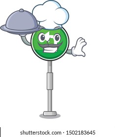Chef with food turn left character shaped with mascot