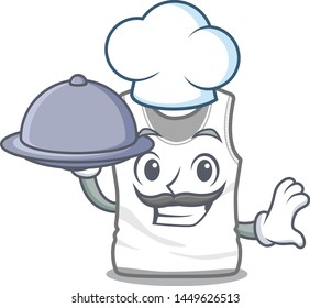 Chef with food undershirt folded in a cartoon closet