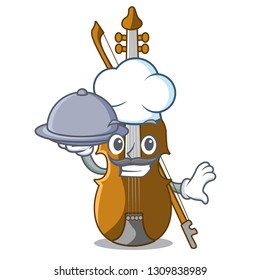 Chef with food violin in the cartoon music room