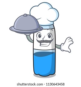 Chef with food water bottle mascot cartoon vector illustration