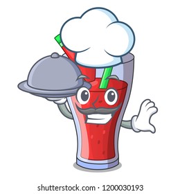 Chef with food watermelon juice with watermelon fruit cartoon
