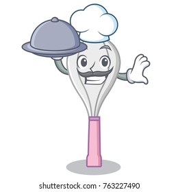 Chef with food whisk character cartoon style